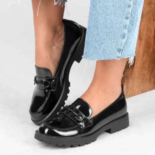 Mocassins NOIR Femme Motif Uni A Enfiler