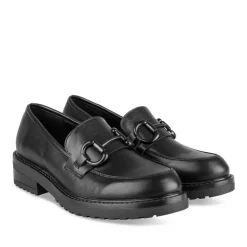 Mocassins NOIR Femme Motif Chaîne A Enfiler