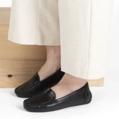 Mocassins NOIR Femme Motif Uni A Enfiler