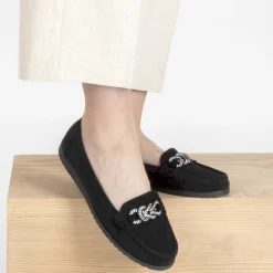 Mocassins NOIR Femme Motif Uni A Enfiler