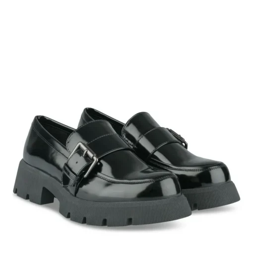 Mocassins NOIR Femme Motif Uni A Enfiler