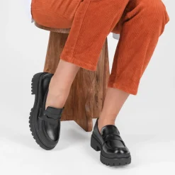 Mocassins NOIR Femme Motif Uni A Enfiler