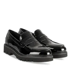 Mocassins NOIR Femme Motif Vernis A Enfiler