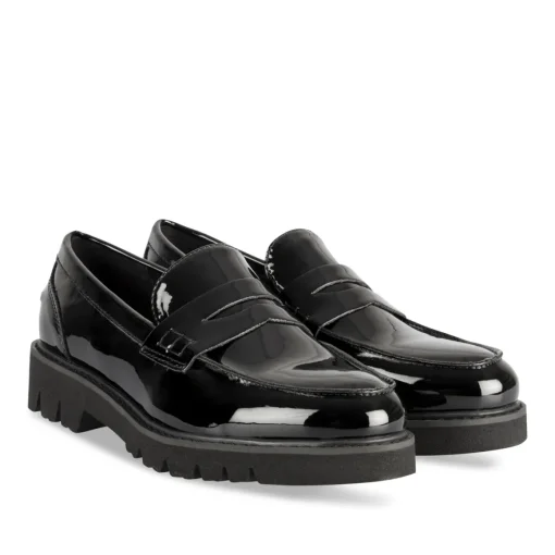 Mocassins NOIR Femme Motif Vernis A Enfiler