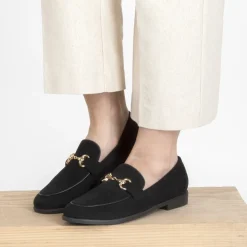 Mocassins NOIR Femme Motif Uni Lacets