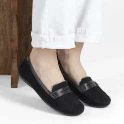 Mocassins NOIR Femme Motif Fausse Fourrure A Enfiler
