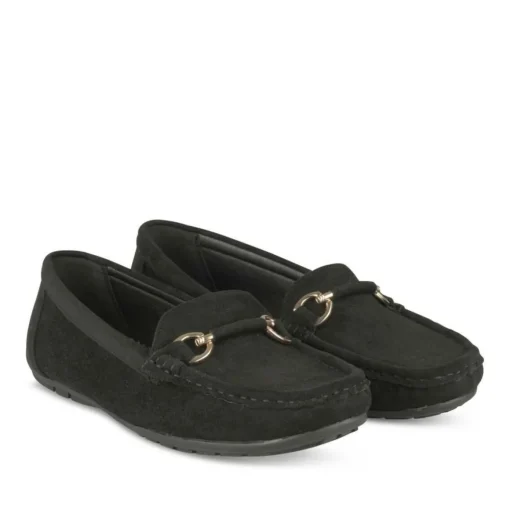 Mocassins NOIR Femme Motif Chaîne A Enfiler