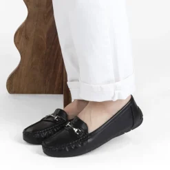 Mocassins NOIR Femme Motif Uni A Enfiler