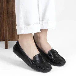 Mocassins NOIR Femme Motif Uni A Enfiler