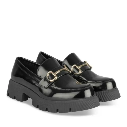 Mocassins NOIR Femme Motif Uni A Enfiler