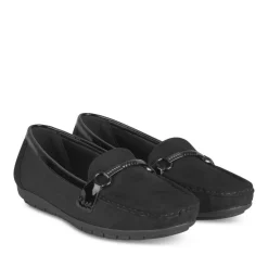 Mocassins NOIR Femme Motif Chaîne A Enfiler