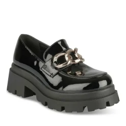 Mocassins NOIR Femme Motif Vernis A Enfiler