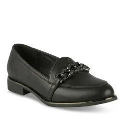 Mocassins NOIR Femme Motif Chaîne A Enfiler