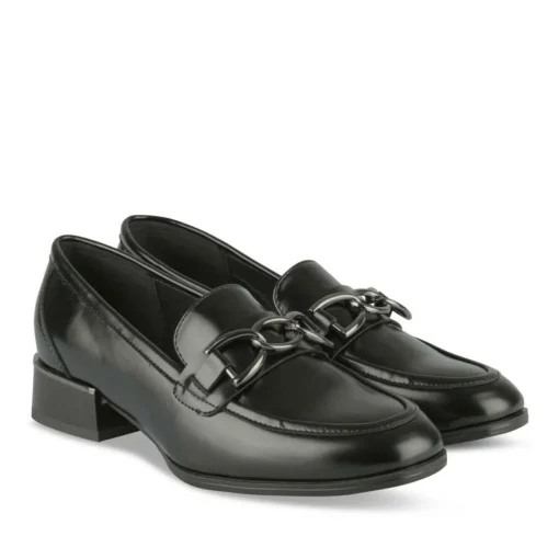 Mocassins NOIR Femme Motif Chaîne A Enfiler