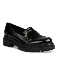 Mocassins NOIR Femme Motif Vernis A Enfiler