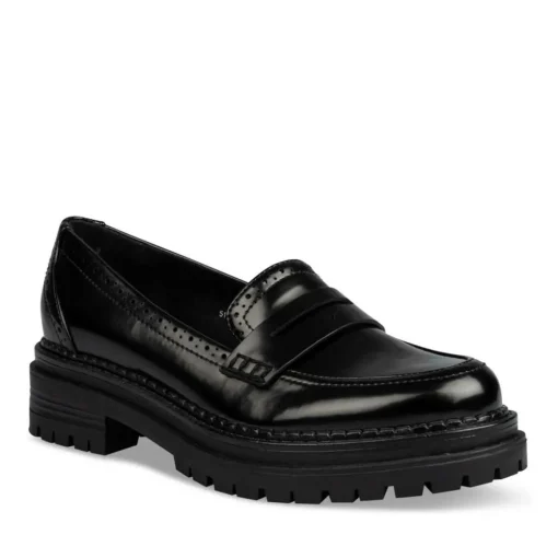 Mocassins NOIR Femme Motif Vernis A Enfiler