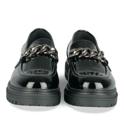 Mocassins NOIR Femme Motif Chaîne A Enfiler