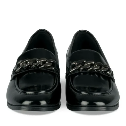 Mocassins NOIR Femme Motif Chaîne A Enfiler