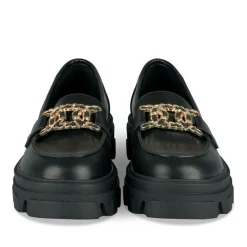 Mocassins NOIR Femme Motif Chaîne A Enfiler