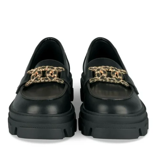 Mocassins NOIR Femme Motif Chaîne A Enfiler