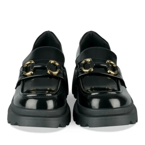 Mocassins NOIR Femme Motif Chaîne A Enfiler