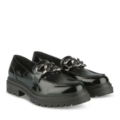 Mocassins NOIR Femme Motif Chaîne A Enfiler