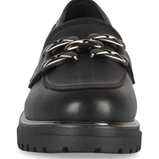Mocassins NOIR Femme Motif Chaîne A Enfiler