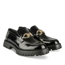 Mocassins NOIR Femme Motif Chaîne A Enfiler