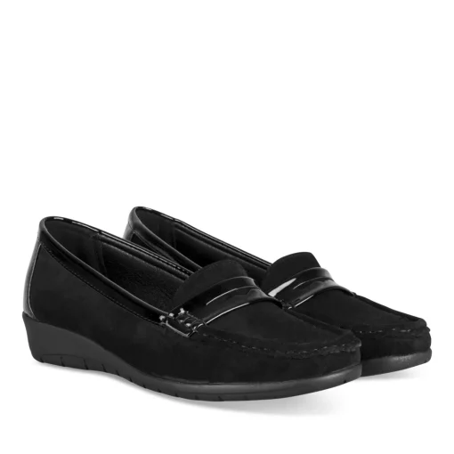 Mocassins NOIR Femme Motif Uni A Enfiler