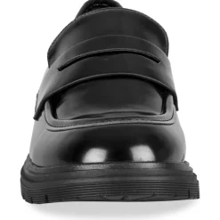 Mocassins NOIR Femme Motif Uni Lacets