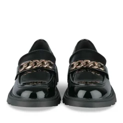 Mocassins NOIR Femme Motif Chaîne A Enfiler