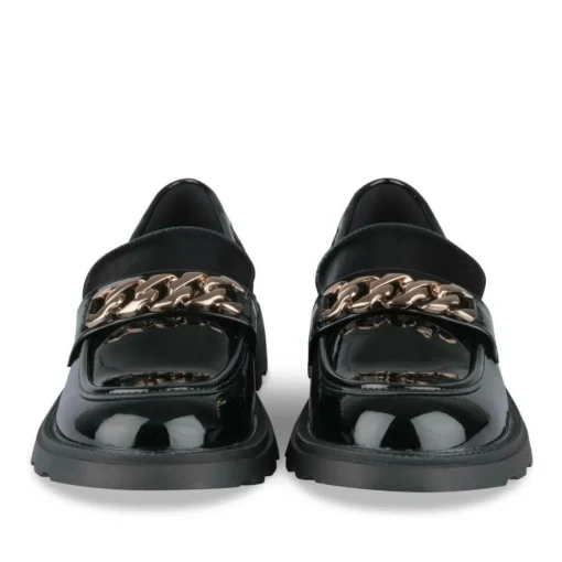 Mocassins NOIR Femme Motif Chaîne A Enfiler