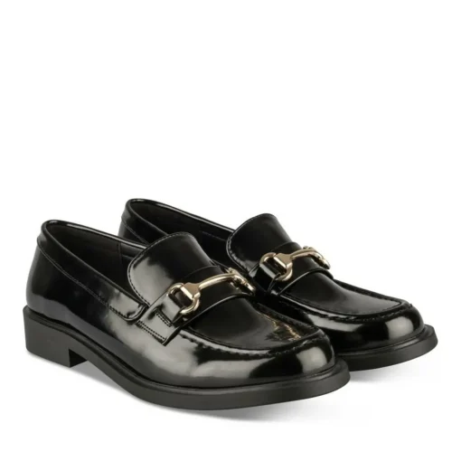 Mocassins NOIR Femme Motif Chaîne A Enfiler