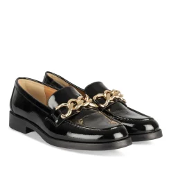 Mocassins NOIR Femme Motif Chaîne A Enfiler