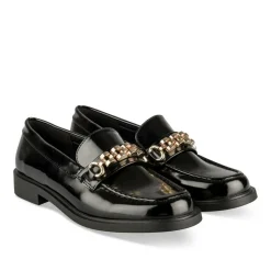 Mocassins NOIR Femme Motif Chaîne A Enfiler