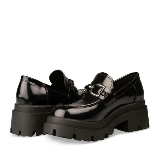 Mocassins NOIR Femme Motif Vernis A Enfiler