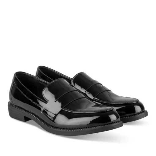 Mocassins NOIR Femme Motif Vernis A Enfiler