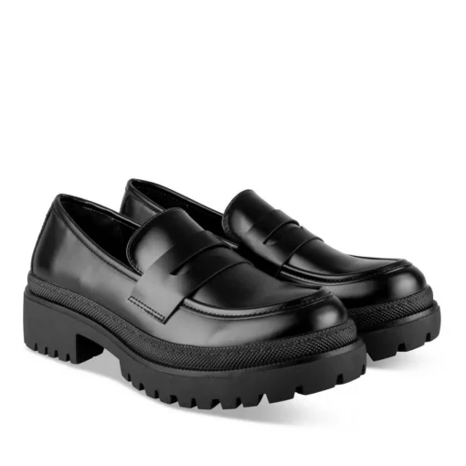 Mocassins NOIR Femme Motif Uni A Enfiler