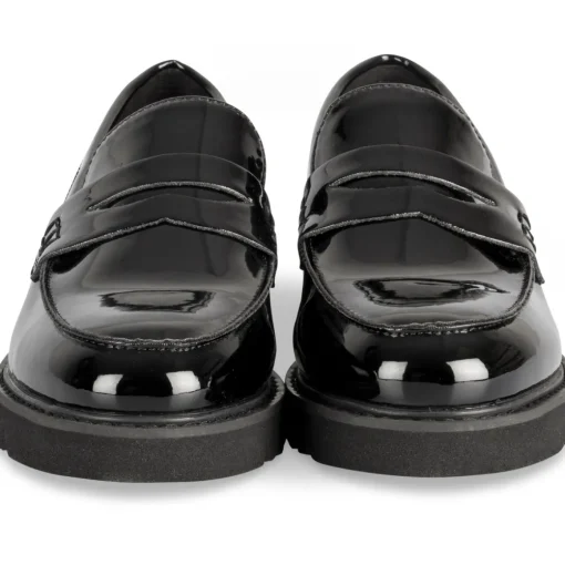Mocassins NOIR Femme Motif Vernis A Enfiler