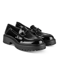 Mocassins NOIR Femme Motif Vernis A Enfiler