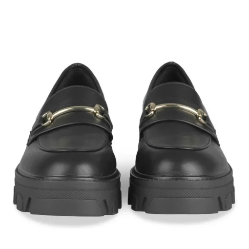 Mocassins NOIR Femme Motif Chaîne A Enfiler