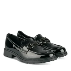 Mocassins NOIR Femme Motif Chaîne A Enfiler