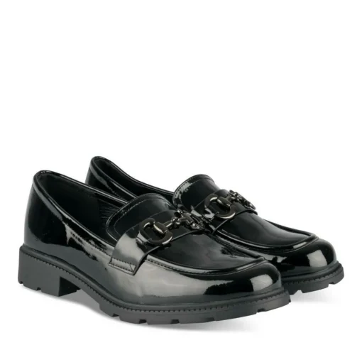Mocassins NOIR Femme Motif Chaîne A Enfiler