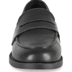Mocassins NOIR Femme Motif Uni Lacets