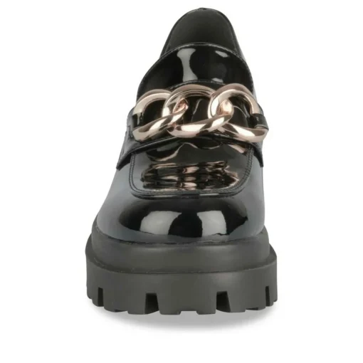 Mocassins NOIR Femme Motif Vernis A Enfiler