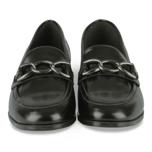 Mocassins NOIR Femme Motif Chaîne A Enfiler