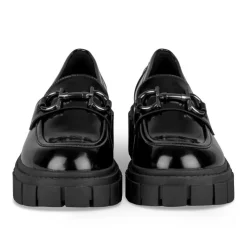 Mocassins NOIR Femme Motif Chaîne A Enfiler