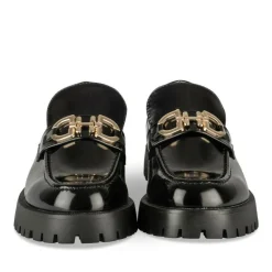Mocassins NOIR Femme Motif Chaîne A Enfiler