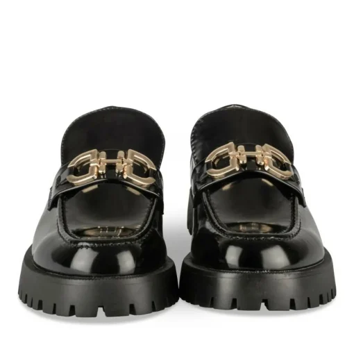 Mocassins NOIR Femme Motif Chaîne A Enfiler