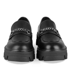 Mocassins NOIR Femme Motif Chaîne A Enfiler